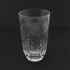 Lot Of 2 Princess House Heritage Pattern Clear Glass Flat Tumblers 5.25″ Tall