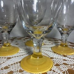 Libbey Yellow Base Stemware Set Of 4