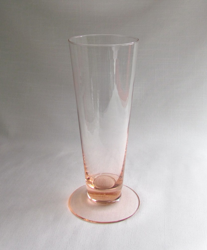 Vintage Pink Depression Glass Footed Parfait Iced Tea Tumbler Fluted Vase 8.5″