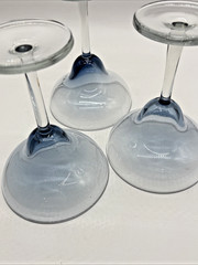 VTG 3 Blue Tint Crystal Margarita Stem Glasses 3″Dep 3.5″Basex5″Diax6.5″H-EUC