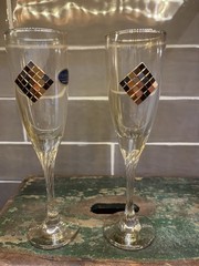 NWT Set Of 2 Pair Of Franco Vetretie Crystal Made In Italy Champagne Glasses