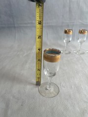 4 Vintage Gold Rim Gold Band Cordial Liquor Goblets