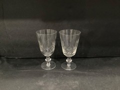 Edinburgh Cut Crystal Water Goblets Wafer Stem Crisscross Set Of 2 Vintage