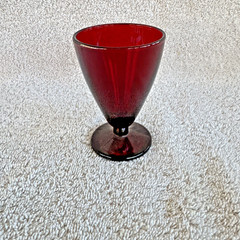 Vintage Anchor Hocking Cordial Glass Royal Ruby Red 3.5” Tall 2 1/8” Diameter