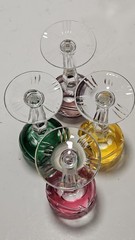 4 Nachtmann? Crystal Multi Color Cordial Liqueur Glasses w/ Zipper Cut Stems