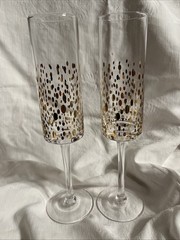 Gold Decorated Champagne Flutes, Contemporary 9.75”