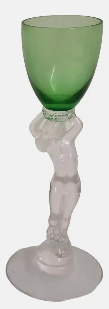 Cambridge Glass Nude Stem FOREST GREEN 1 oz Brandy Cordial Stemware #3011 Art