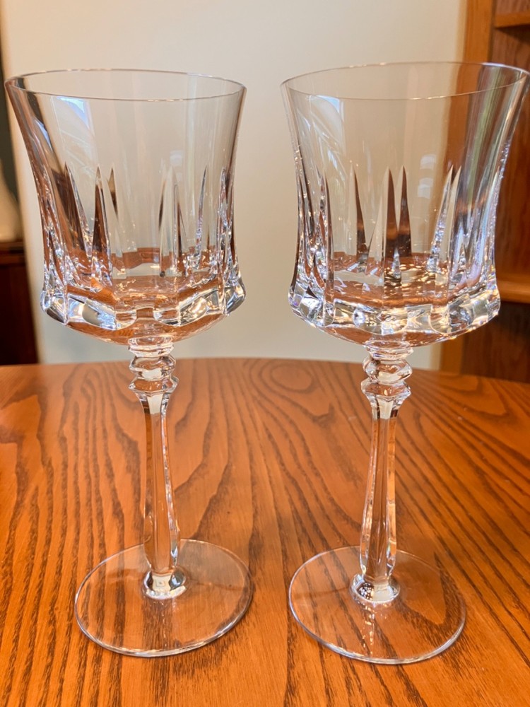 Set Of 2 Mikasa Wine Glasses Marquis Crystal Cut Glass 7 1/4″ Discontinued
