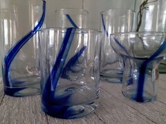 Libbey Impressions Blue Swirl Glasses Set of 5 Tumblers Sherbet Vintage