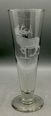 Vintage Perry Coyle Signed Etched Stag Crystal Pilsner Beer Glass 9″