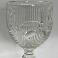Antique EAPG Bellflower Flint Glass Single Vine Fine Rib Water Goblet