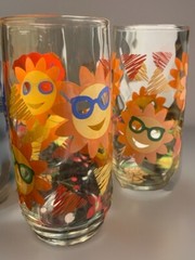 Vintage Libbey Tropical Tumblers Mixed Set Of 3 Drinking Glasses Beach Theme
