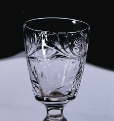 Antique 1 Early 1900s Cordial Fire Polished Cut Glass Elegant Daisy Floral MINT