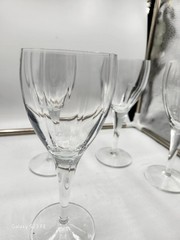 Vintage Wine Glasses Vertical Optic Lines Set of 4 Clear Crystal