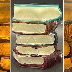 3Dimensional Hand Painted & Stained Glass 12oz Book Stack Mug/Cup China 4.25″t