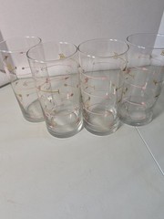 Mid Century Modern Martini/Cocktail Mixer Clear Glass Pink /Gold Arrow Design