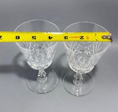 Val St Lambert Crystal Rochelle Wine Goblet Glasses 6″ Set of 2