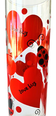 2 Indiana Glass Love Bug Cylinder Crystal 6.75″ Tumblers 31073 Valentine Hearts
