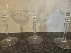 Set of 3 Vintage Champagne Glasses Column Pedestal Base 5.75×3.5 Inches Clear
