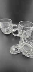 Vintage Manganese Glow Glass Mugs – UV Reactive Dimpled Pub Steins Set of 3