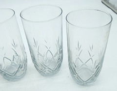 Vintage Crystal Tumblers Etched Wheat Pattern Light Iridescence 6″ Set of 5