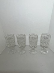 Vintage Set4” 8oz” ANCHOR HOCKING WEXFORD Claret Wine Glasses 6 1/2” Pressed