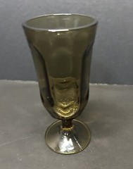 1 1970’s Vintage Duz Crystal D2Z1 Smokey Brown Water Goblet Wine Pedestal Glass