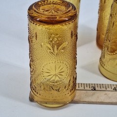 4 Vtg Brockway American Concord Amber Drinking Glasses Tumbler