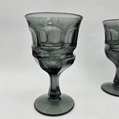 Vintage Fostoria Argus Goblets Wine Glasses Set of 4 Smoke Gray