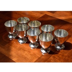 Set of 8 Vintage Mexican Silverplate Footed Cordial Cups 4.25in Barware