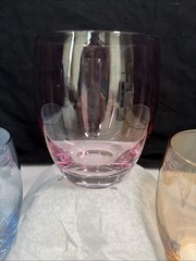 3 Iridescent Roly Poly Stemless Glasses Vintage Barware Gold Blue Purple 16oz