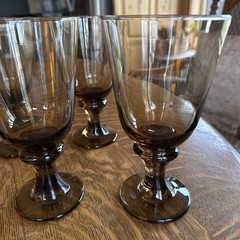 vintage Libbey «Tawny» or «Smoke» Wine Or Water Goblets 1960s or 1970s Beautiful