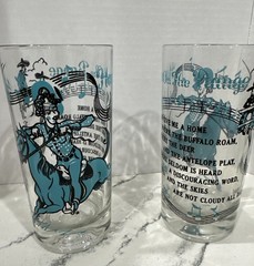 Vtg Western Drinking Glasses Set Of 2 Sing A Long Series “Home On The Range”