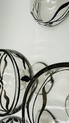 Vintage Art Deco Set Of 6 Clear Glass Silver Overlay Dessert Champagne Glasses