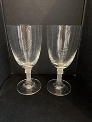 Set of 2 Mikasa Parthenon Frost Iced Tea Wine Glasses 7 3/8″ Frosted Column Stem