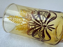3 Vintage Libbey Juice Glasses Wheat & Ribbon Design Tumblers 3.75″ Tall 6 oz