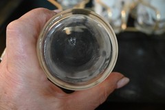 8 VTG Federal WH Painted Fruit goldtrim Glasses Tumblers&Caddy wire Gold handle