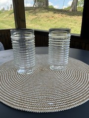 Vintage Anchor Hocking AG1-1 Clear Glass Tumblers 6″ Ribbed Set of 2