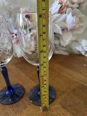 Libbey Crystal Blue Set of 2 Optic Drape Water Goblets Wine Glasses VTG