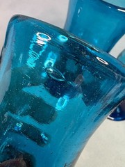 Mexican Hand Blown Aqua Blue Goblets Bubble Stem Glasses – Set of 8