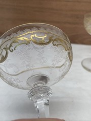 St Louis Crystal – Gold Encrusted Scrolls – Champagne Glass. Pair.
