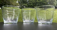 Set of 3 Double Old Fashion Libbey Orbita Swirl Wave – Clear Beach Glass Barware