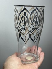 Vtg Mid Century Glass Tumbler Sterling Silver Gothic Art Nouveau Silver Overlay