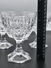 4 Fostoria Tall Crystal Sherbet Dessert Dish Cups Stratton Pattern 5 3/8″ MINT