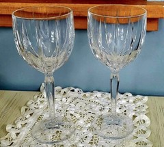 2 Waterford Crystal Marquis Omega 8.5″ Tall Wine Goblets Glasses Vintage