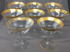Set of 8 Tiffin-Franciscan Minton Gold Encrusted Champagne Tall Sherbet Glasses