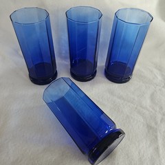 Anchor Hocking Essex Cobalt Blue Tumblers 10 Panel Iced Tea – Set of 4