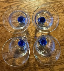 Gibson GIC5 Cobalt Blue Stem Water Wine Goblet Clear Tulip Bowl 7.5”