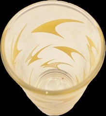 5″ Cocktail Glass w/ YELLOW BOOMERANG Design ACL HI-BALL Drinking GLASS 1960s