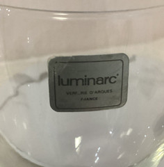 Two Vintage Luminarc Domino Black Stem Wine Glasses Made in France